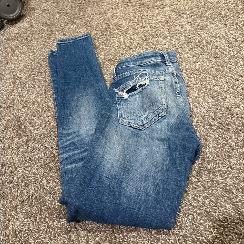 🍿Buckle Women's Blue Distressed Skinny Jeans